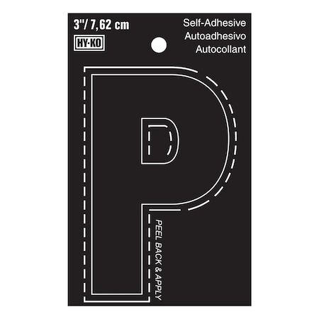 Hy-Ko 3In Black Vinyl Letter P, 10PK A30426